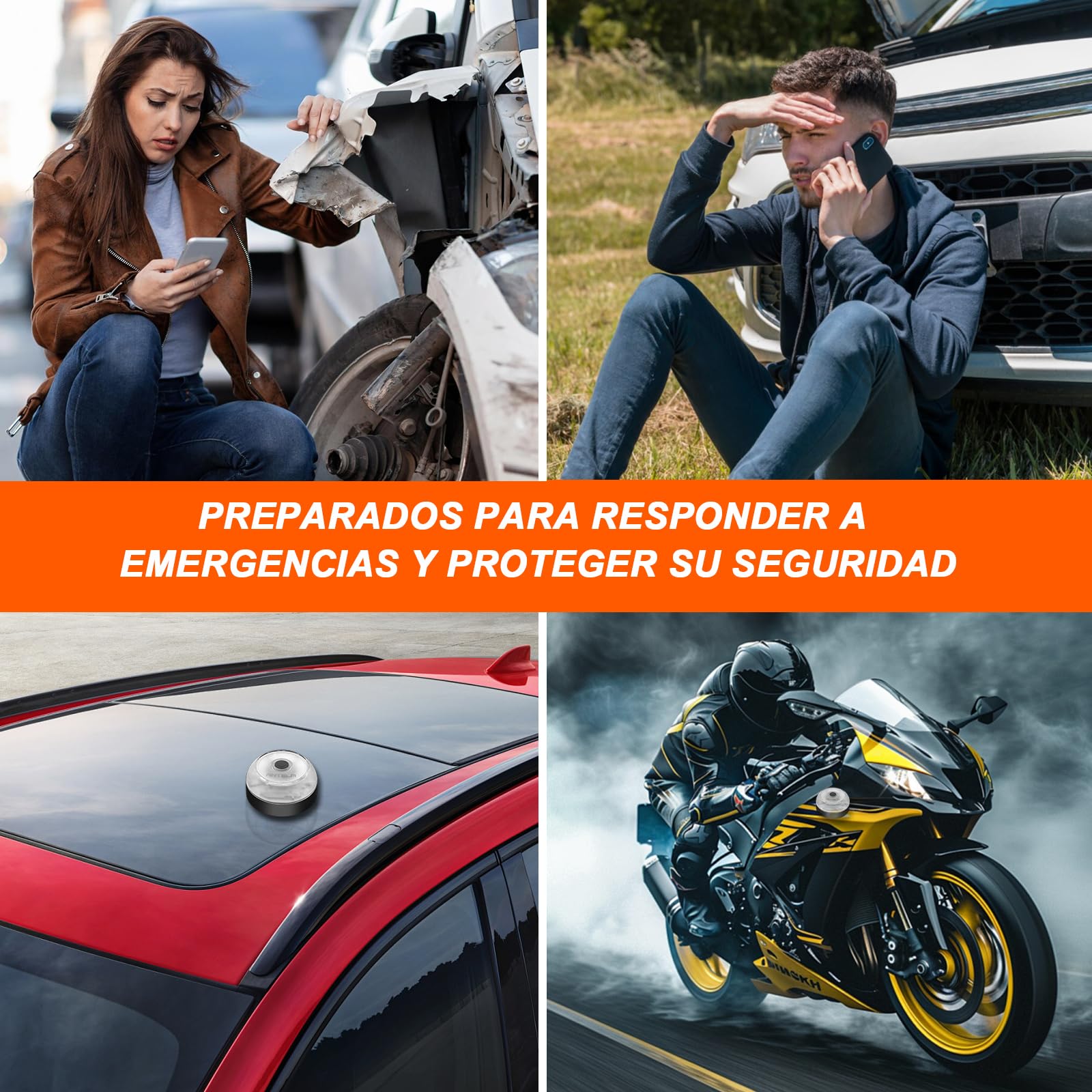 ANTELA Luz de Emergencia V16 con Geolocalización y SIM Hasta 12/2038 | Homologada DGT 3.0, IP54, Base Magnética, Visible 1 km, Pila Incluida,3pc