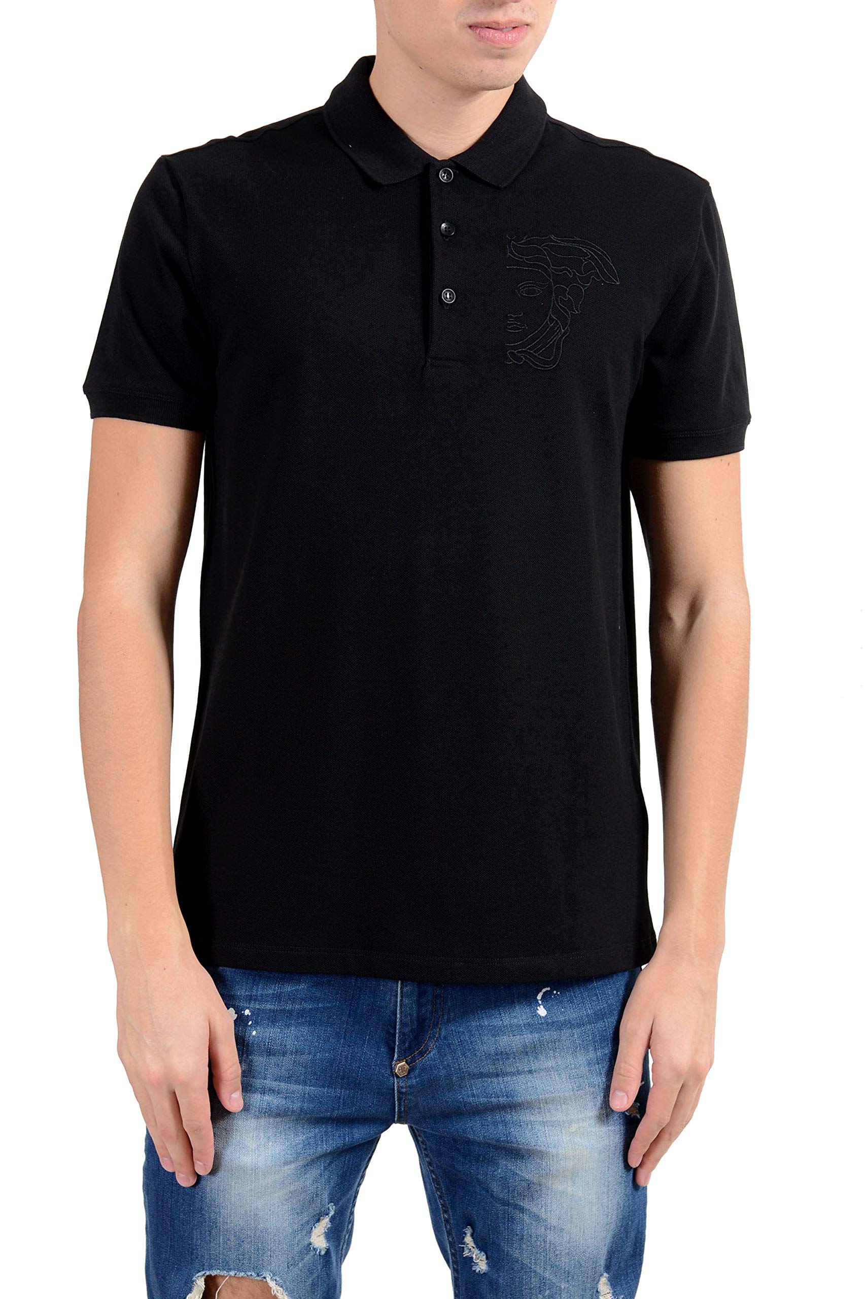 Collection Men's Black Short Sleeve Polo Shirt Size US M IT 50