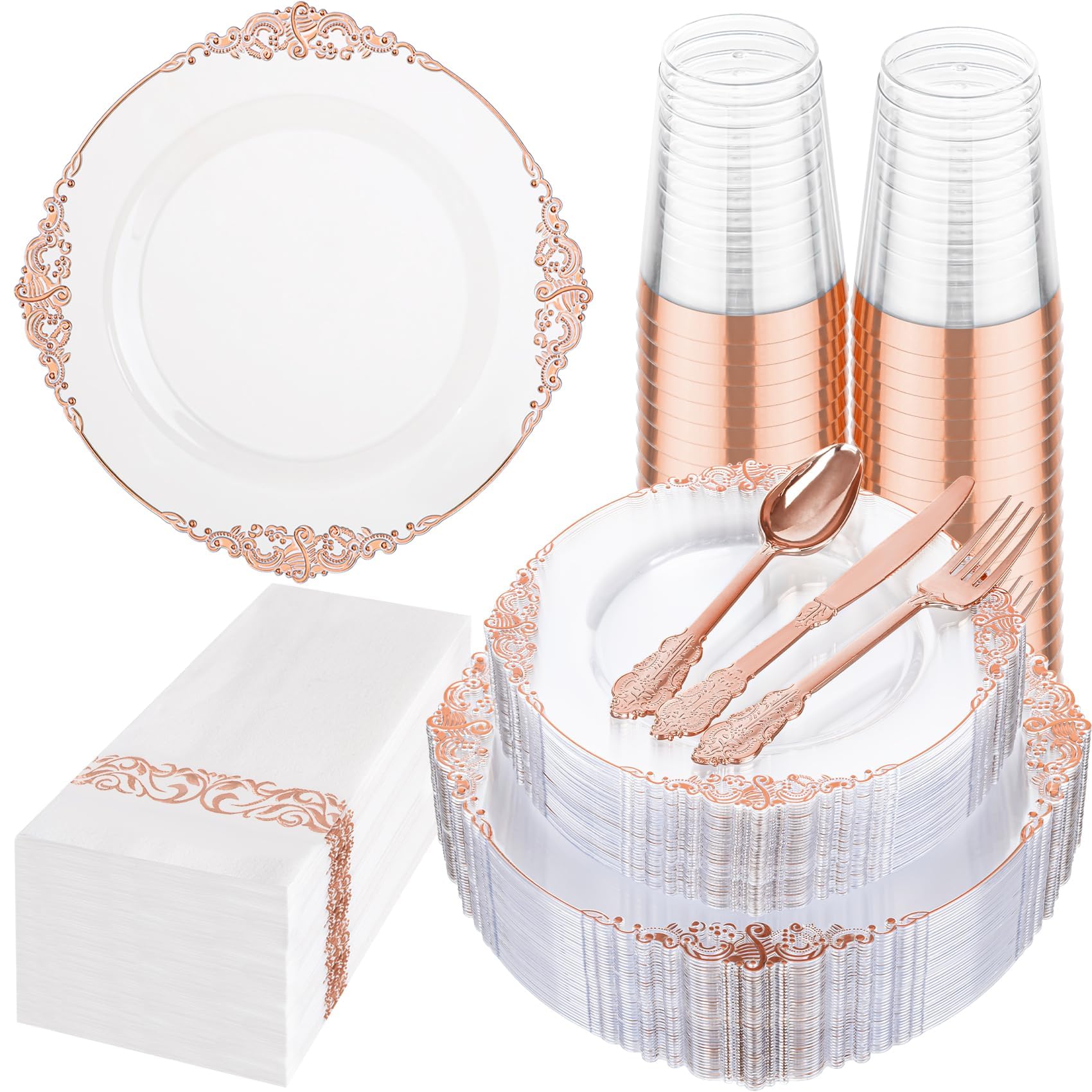 Blue & Silver Plastic Plates - 175 Piece Set -25