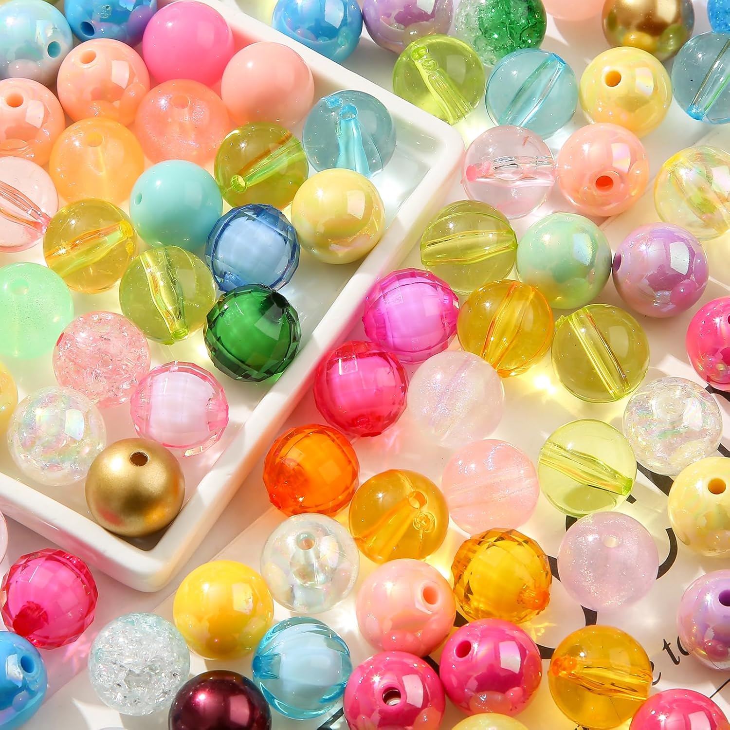 16mm Acrylic Beads 220pcs Transparent Color Mix Pen Bead Focal Spacer Chunk Bubblegum Beads for DIY Crafting Necklace Bracelet Jewelry Making Keychain (Mix Color) - Image 10