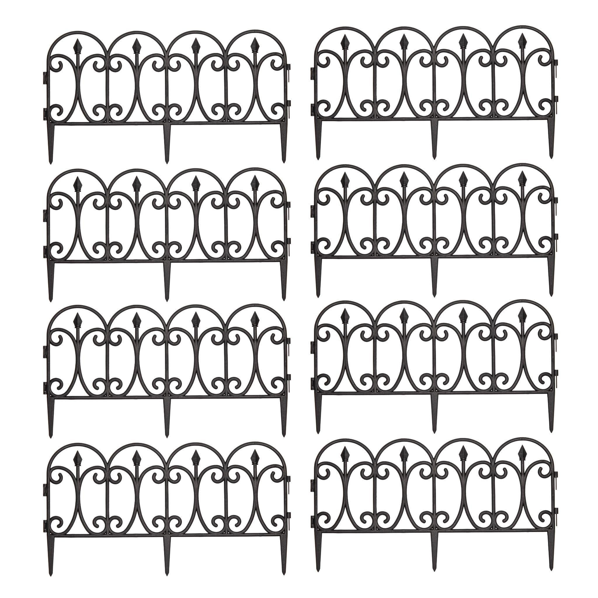Samuel ALEXANDER 2 x 23cm x 57cm 4 Piece Black Ornate Garden Border Fence Edging