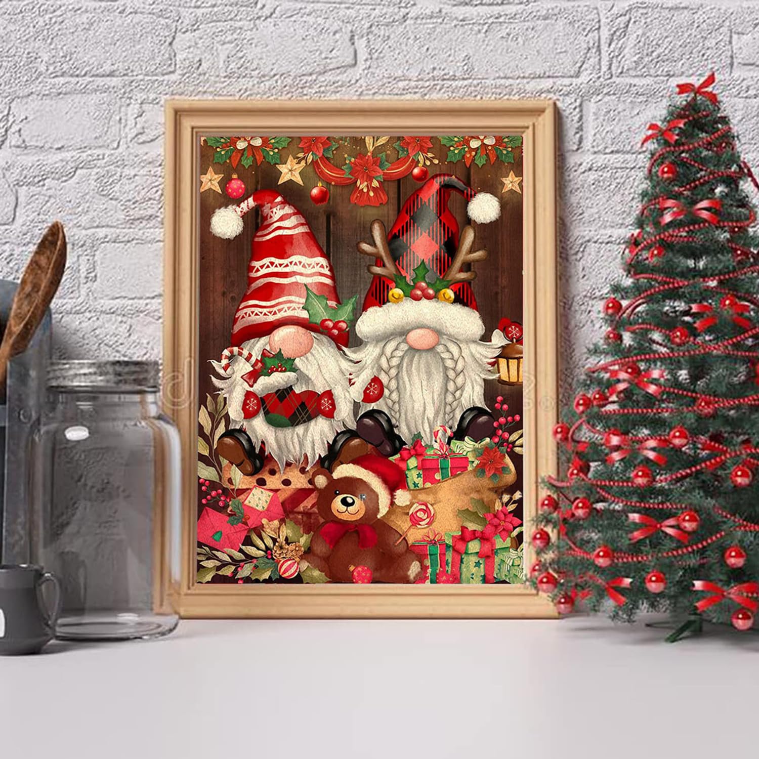 ZHAOMIMI 4 Kit Completi Diamond Painting Natale 5D, 30x40 Cm, Con Accessori, Fai Da Te Con Diamanti, Decorazione Murale Per Soggiorno E Camera Da Letto