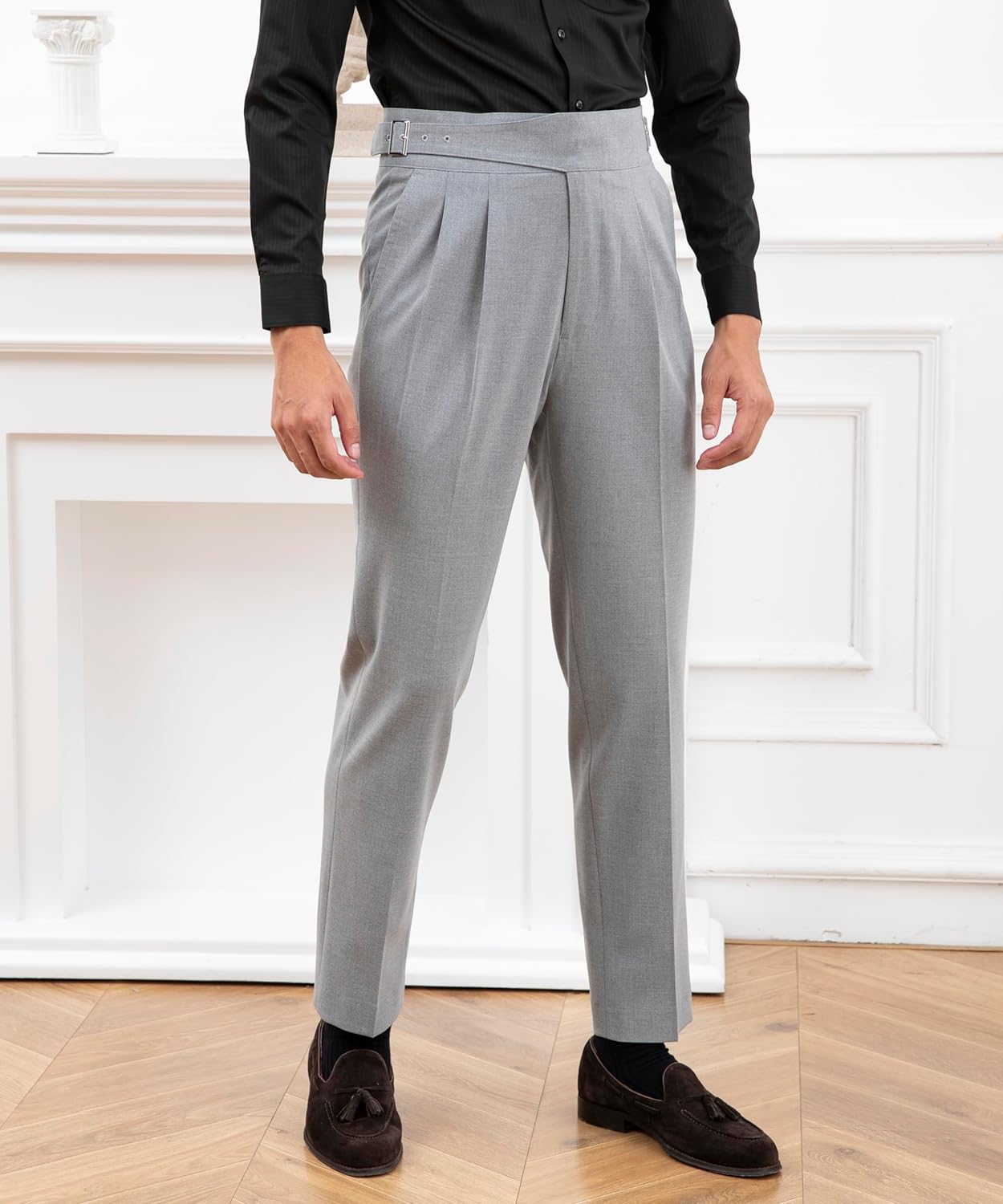 Men's Classic Gurkha Naples Italian Old Money Style Pants No Belt Required Dress Pants - Image 5