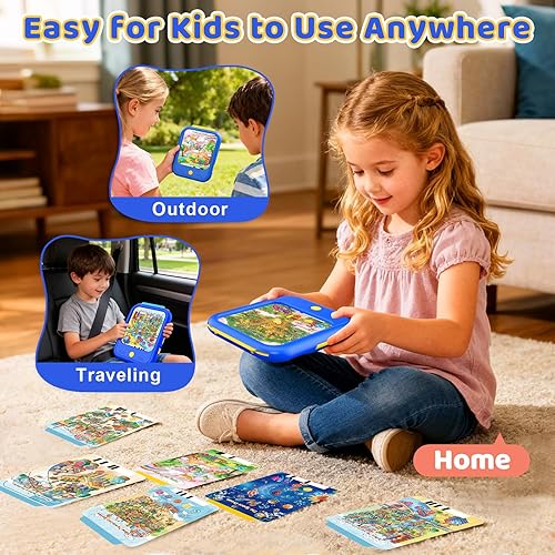 Miniatura 5 de Tableta de aprendizaje bilingüe para niños, juguetes educativos Montessori de aprendizaje para niños de 2 a 5 años, con más de 2000 palabras y