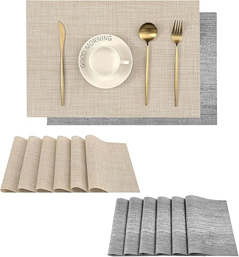 Leetaltree - Juego 12 manteles individuales, resistentes al calor, antideslizantes, para mesa de comedor, lavables, duraderos, tejido de PVC (6