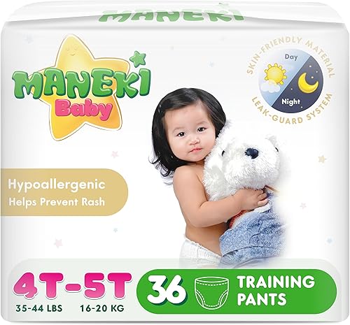 Miniatura 13 de Maneki Pantalones de pañales y pantalones de entrenamiento para bebé, talla 2T-3T, suaves, delgados y absorbentes, fáciles de poner, protección