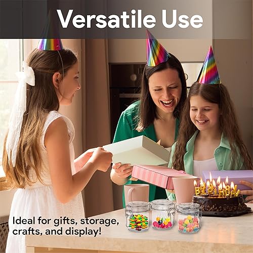 Miniatura 6 de Hammont Cajas de acrílico con forma de tarro de abrazadera, paquete de 6, 1.72 x 2.4 pulgadas, perfectas para bodas, cumpleaños, regalos de fiesta y