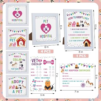 Spiareal 155 Pcs Adopt a Pet Party Favors Dog Puppy Adoption Station Package Adoption Certificates Supplies Make a Collar for Your Puppy Decorate a House for Your Pet and More for Dog Birthday Party