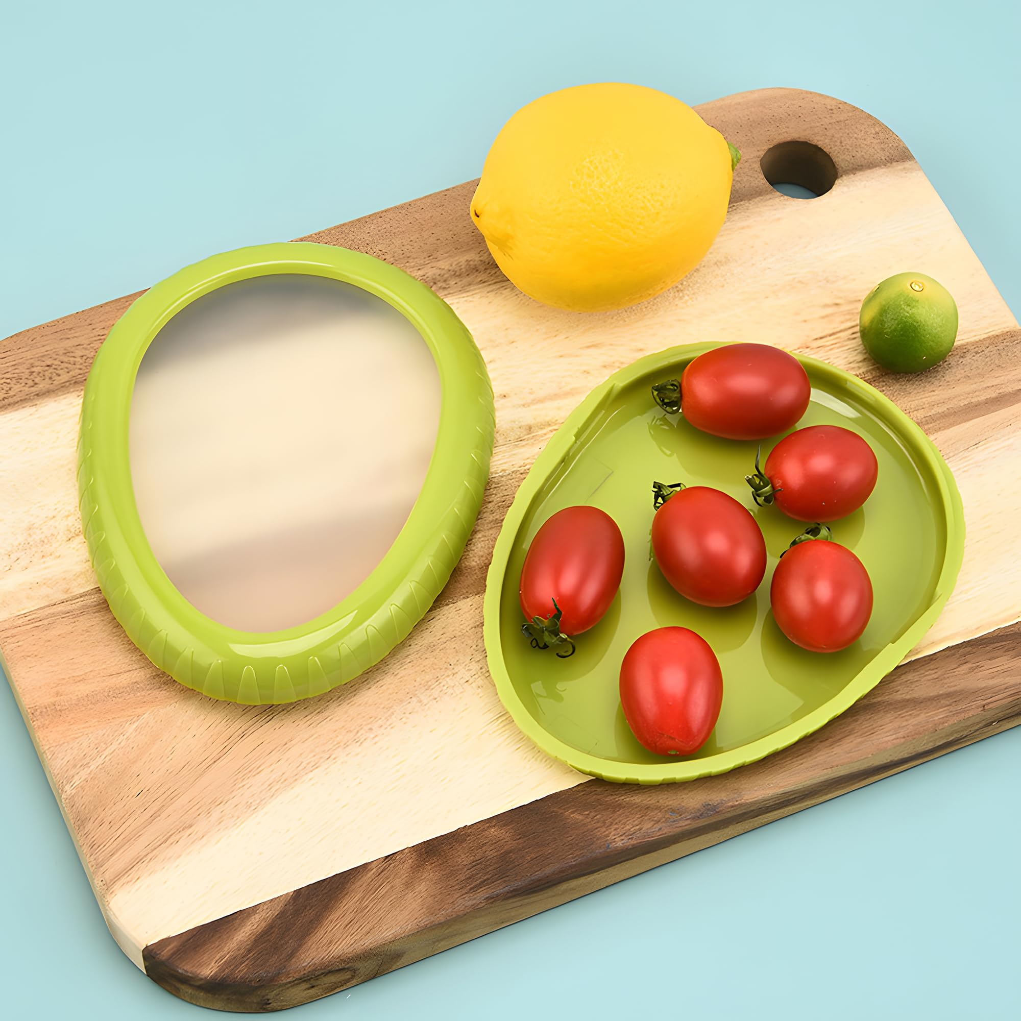 Feriany Récipients Alimentaires En Silicone Pour Avocats, Citrons Et Tomates - Lot De 2, Vert, Conservation Fraîcheur