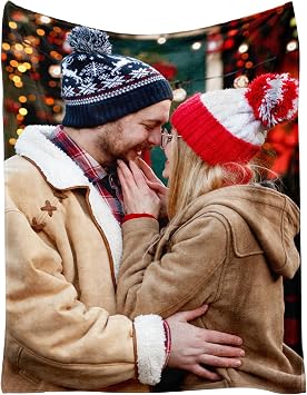 Gifts for Boyfriend Customized Blanket with Photo, Make a Personalized Blankets with Picture, Custom Memories Souvenir Throw Blanket for Best Boyfriend Ever, Made in USA 4 Sizes