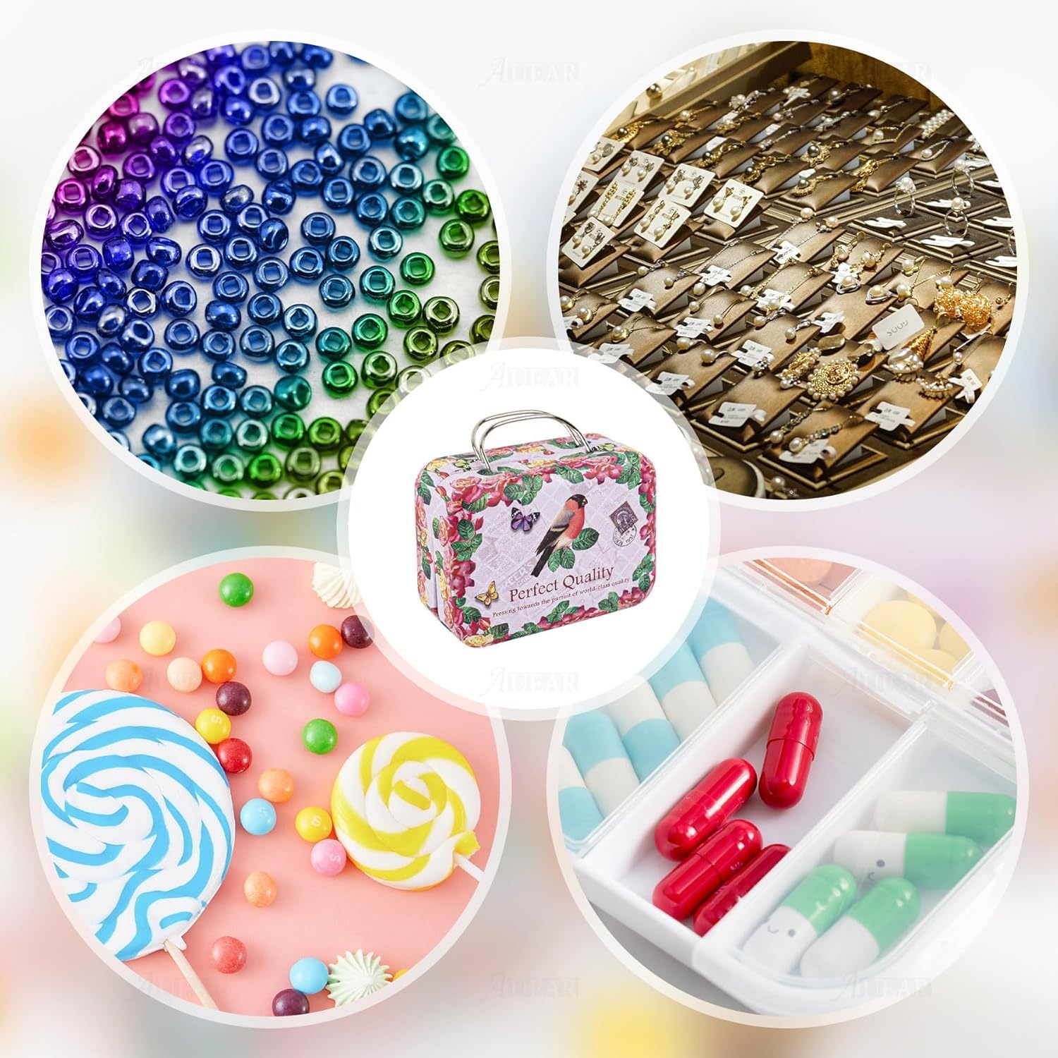 Amazon.com: AUEAR, 5 Pack Vintage Mini Suitcase Boxes Candy Box Tin Plate  Gift Coin Storage Container with Hinged Lids for Party Wedding Decoration  (Style C) : Home & Kitchen