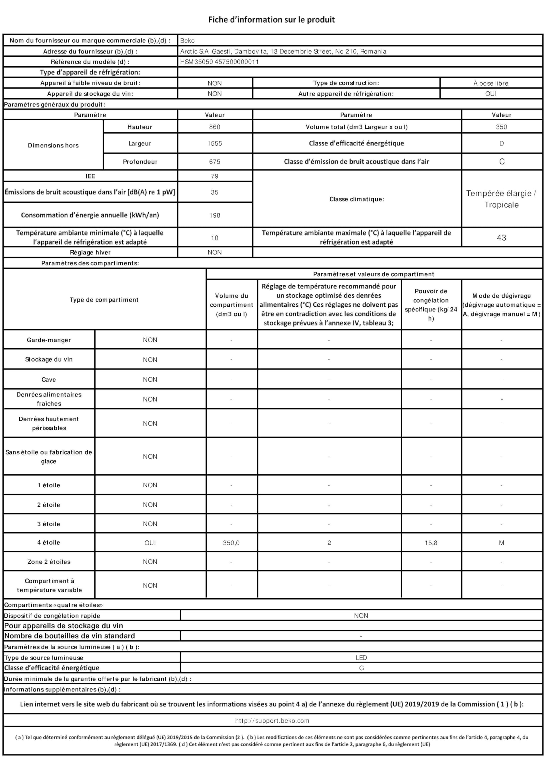 Gefriertruhe 155,5 cm 350 l - HSM35050