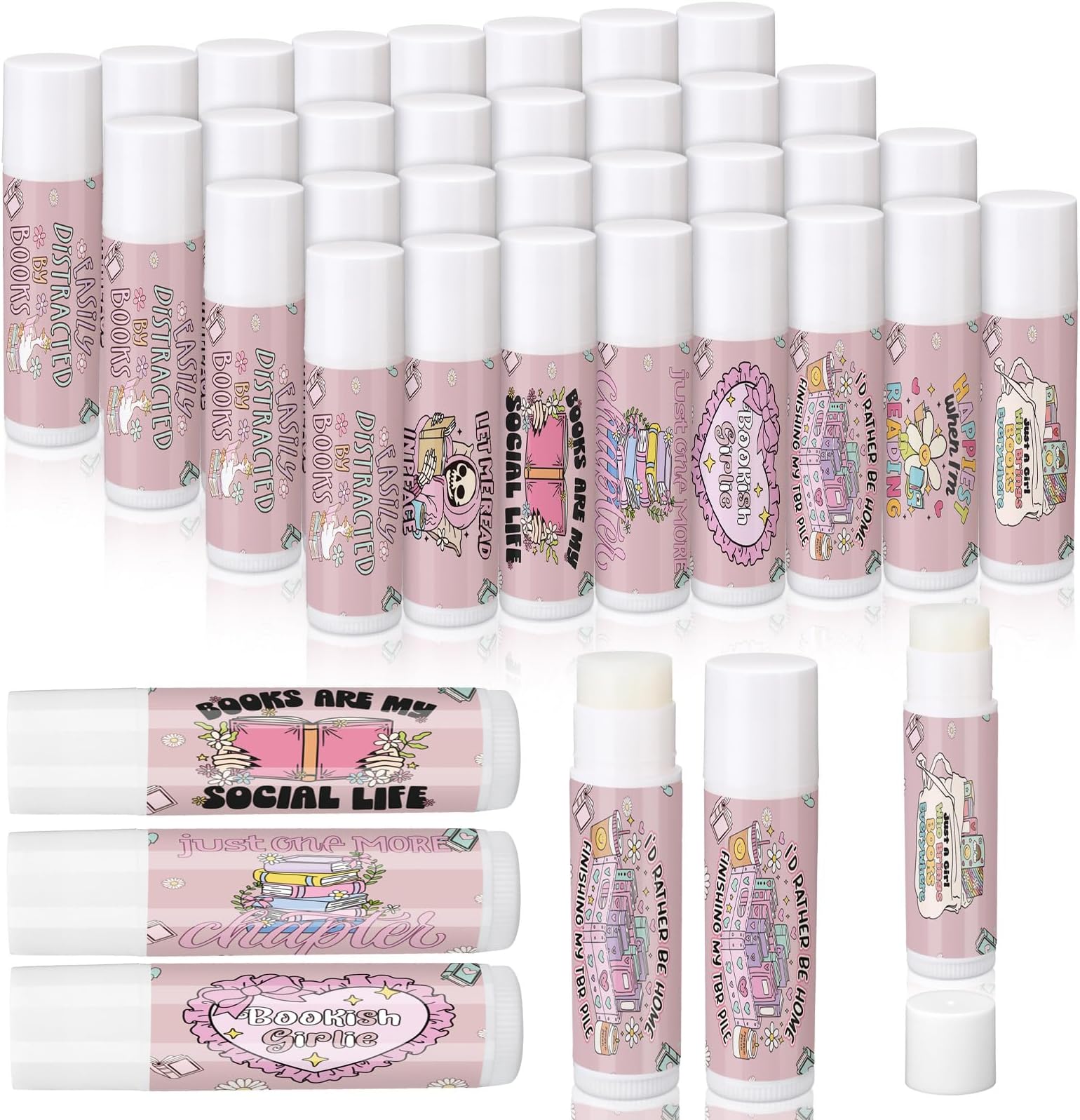 32 Pcs Book Club Lover Gift Bookish Lip Balm Reading Accessory Party Supply Librarian Bookworm Reader for Women Back to School Gift Book Club Member Coworker Employee Graduate Student Teacher