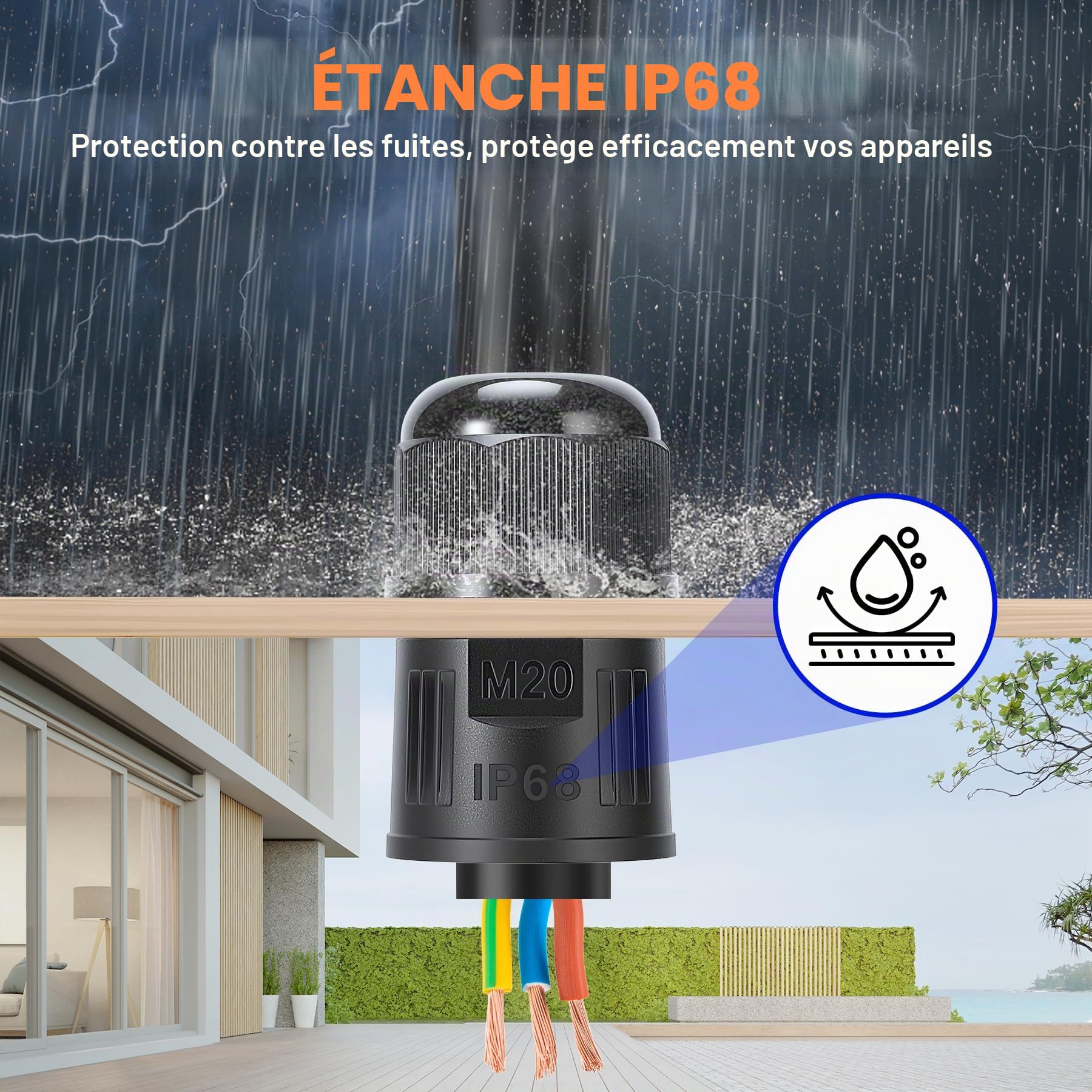 10 pièces connecteur electrique etanche IP68, 3 fils connecteur etanche, Connecteurs de câble enterré étanches, Forme de T, pour diamètre de câble Ø3-12 mm