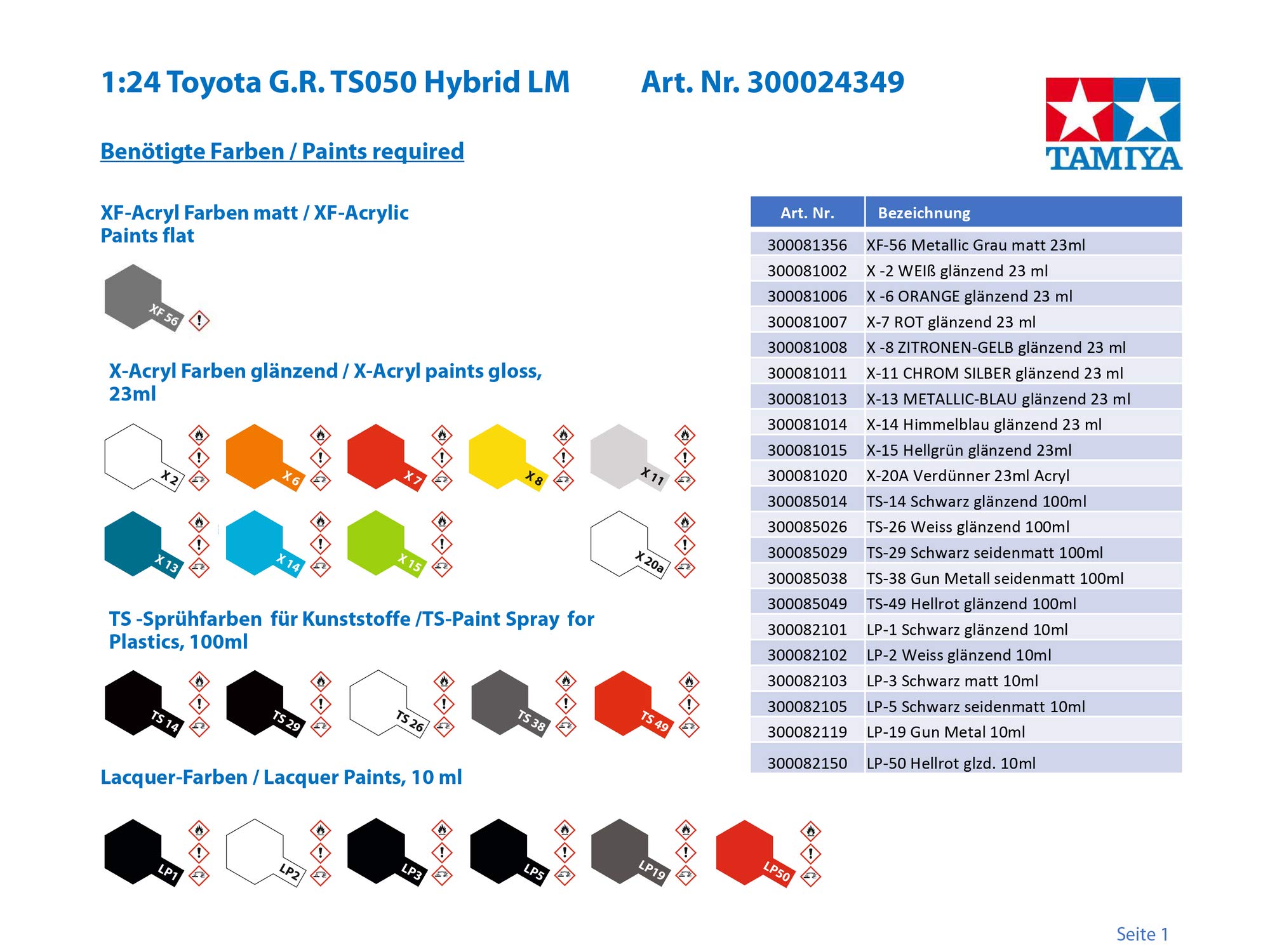 TAMIYA 24349-1:24 Toyota G.R. TS050 Hybrid LM, modelarstwo, plastikowy zestaw do montażu, hobby, majsterkowanie, klejenie, zestaw modelarski, model, montaż