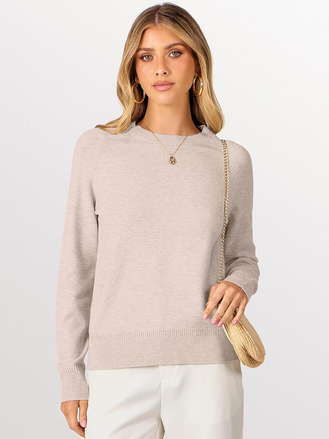 ANRABESS Sweaters for Women 2025 Long Sleeve Crewneck Loose Fit Lightweight Knit Basic Fall Sweater Outfits - Image 3