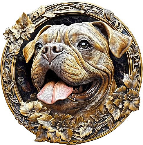Wooden Jigsaw Puzzles, Metal French Bulldog Wooden Puzzles for Adults with Uniqu