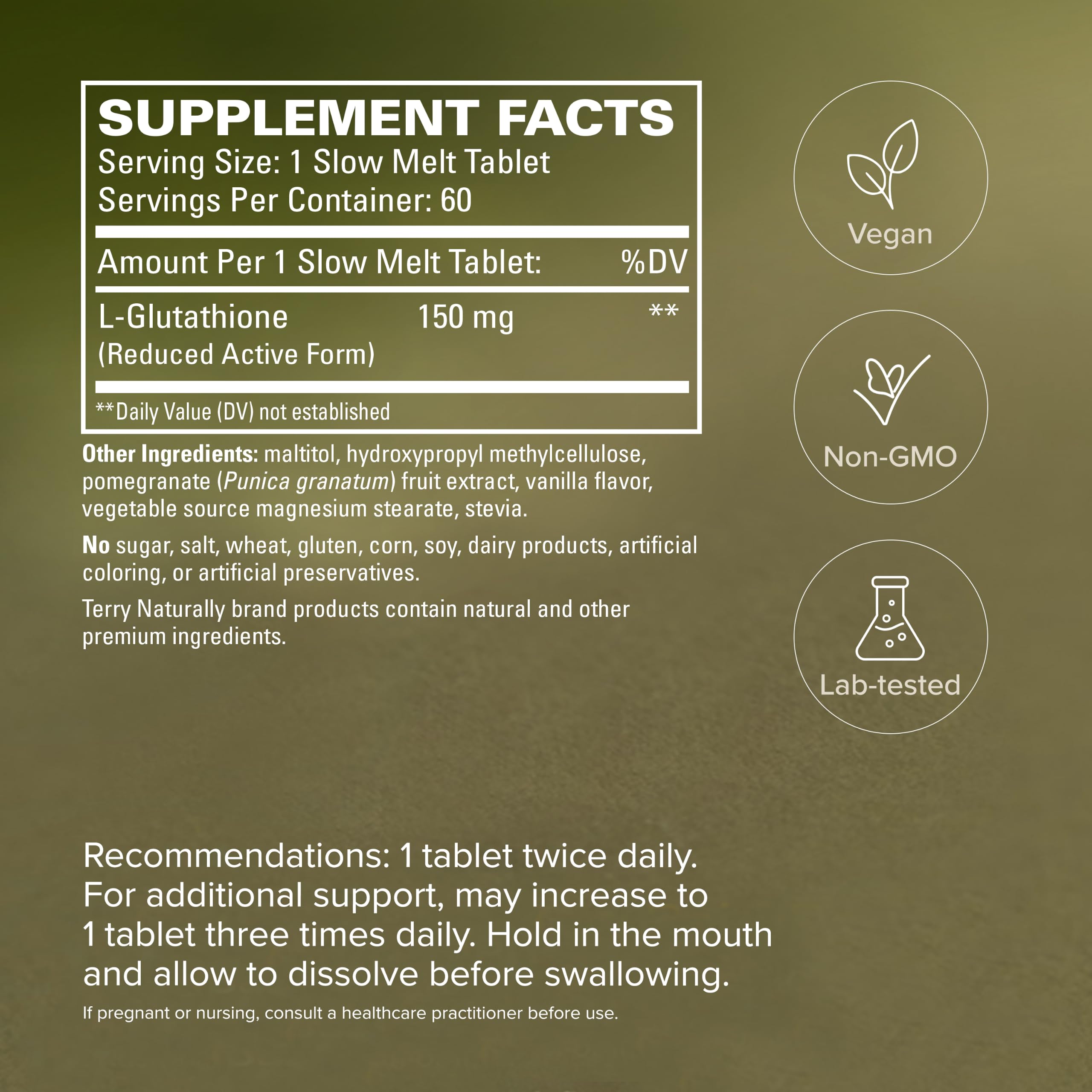 Terry Naturally Clinical Glutathione - Antioxidant Supplement for High Absorption - Dietary Supplement with L-Glutathione - Vegan Supplement to Support Cell Health