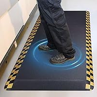 OXYSAIKO Anti-Fatigue Mat 39x20 Industrial Standing Floor Mat with Yellow Border - Ergonomic Relief for Back Leg Pain in Warehouse Garage