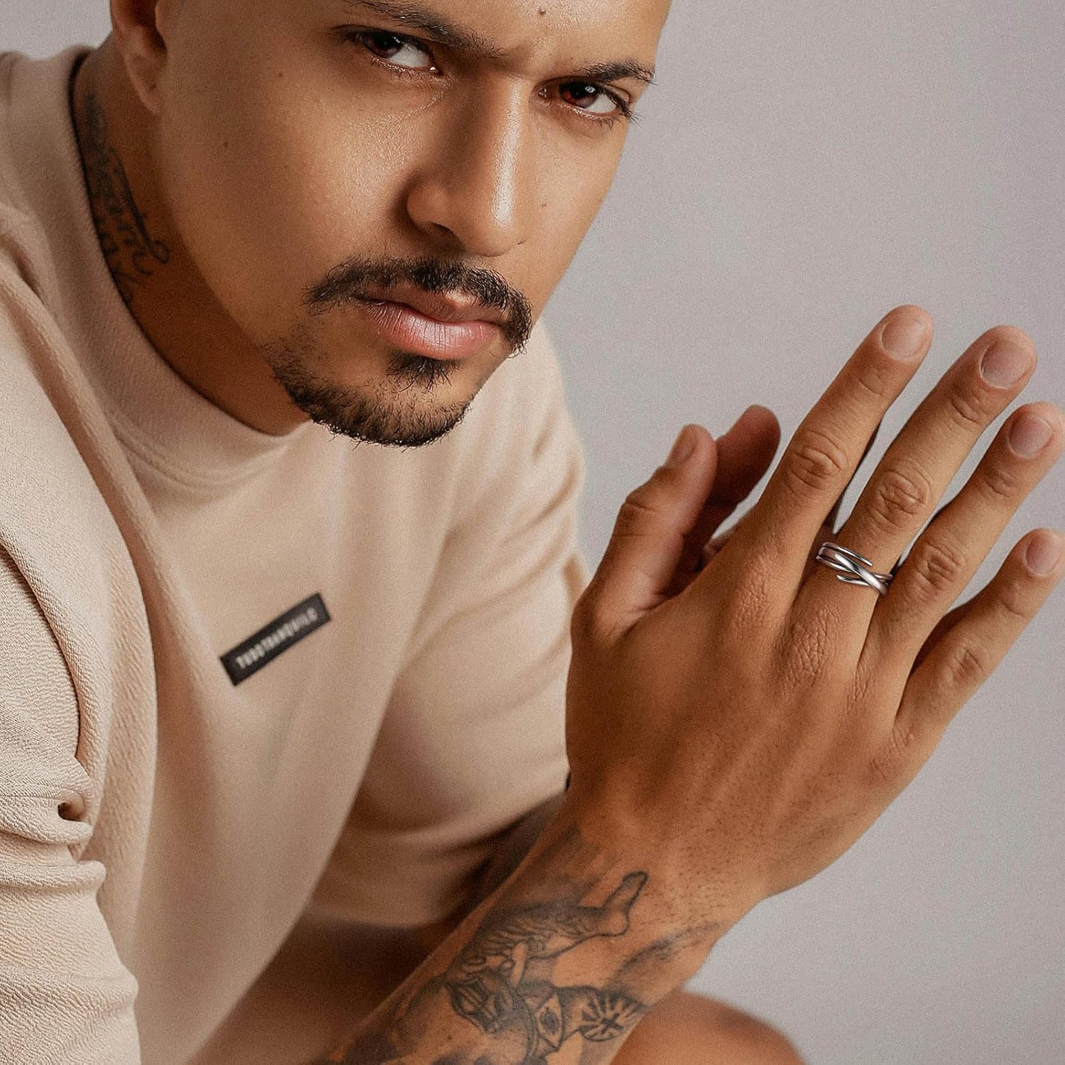 HZMAN Stainless Steel Ring for Women Retro Multi-layer Open Rings Size 7-9 - Image 2