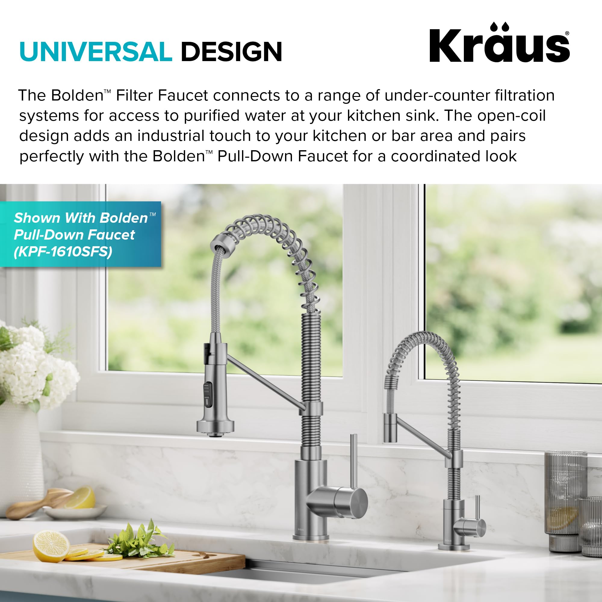 KRAUS Bolden FF-104SFS - Grifo de filtro de agua potable monomando para ósmosis inversa o sistema de filtración de agua en acero inoxidable sin manchas