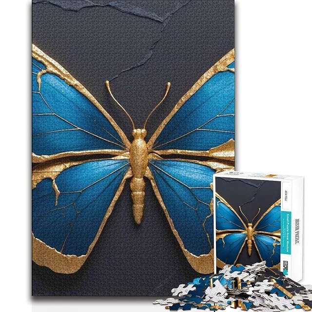 Foto 2 de 5 de Rompecabezas de 1000 Piezas para Adolescentes Mariposa Azul y Dorada sobre Fondo Oscuro Juego práctico…