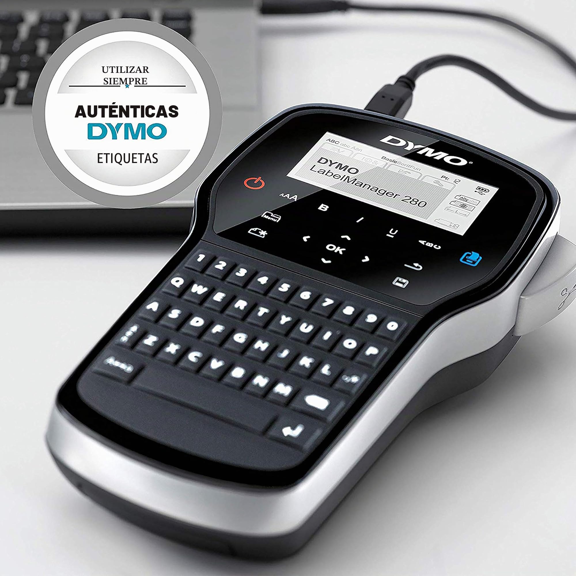 DYMO LabelManager 280 Kit de etiquetadora portátil recargable con teclado QWERTY y 2 rollos D1
