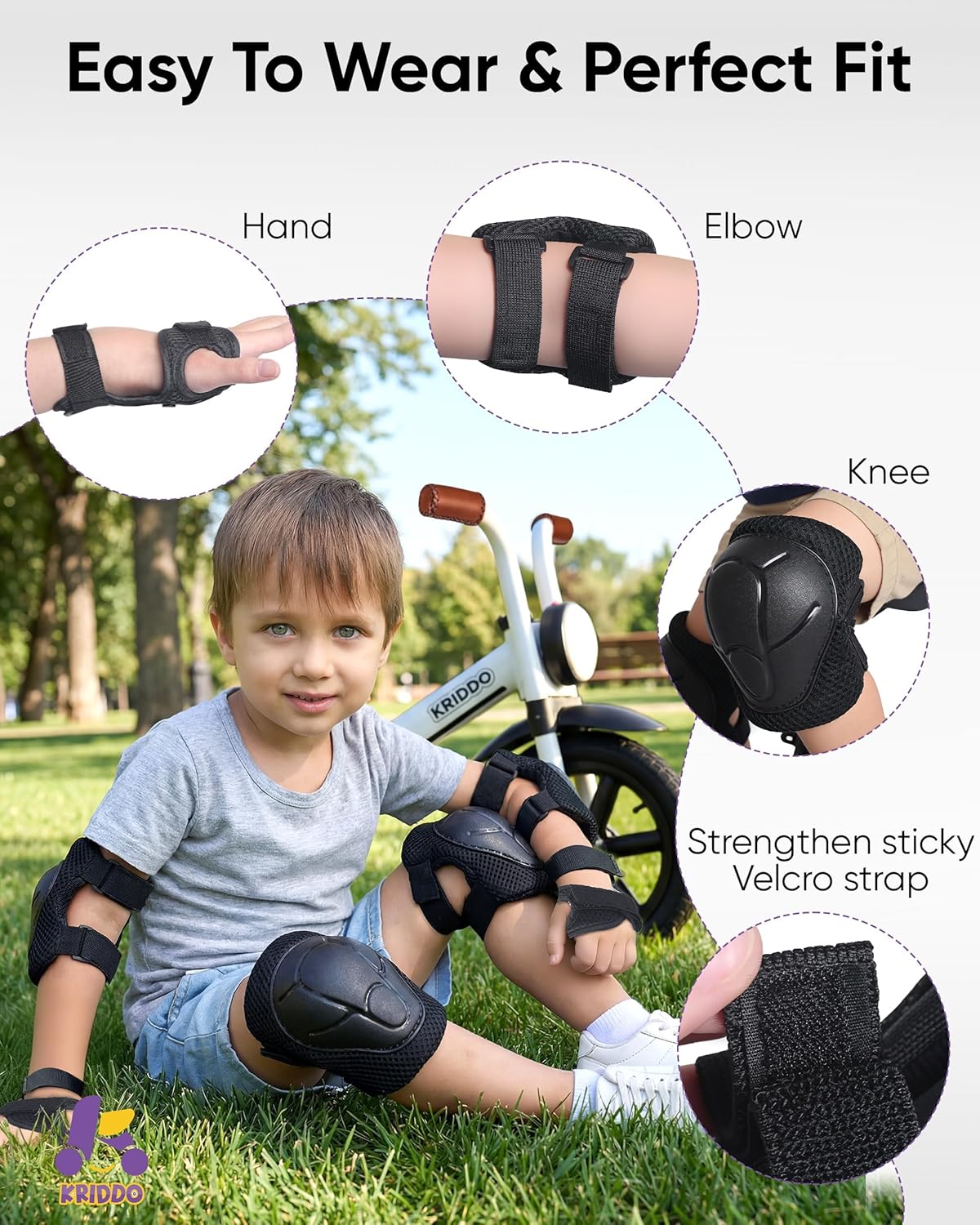 KRIDDO Kids Tricycle with 3-in-1 Protective Gear Set for Toddlers