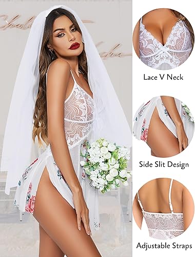 Miniatura 2 de Avidlove Babydoll, lencería de encaje para mujer, para novia, camisola exótica, camisón para novia