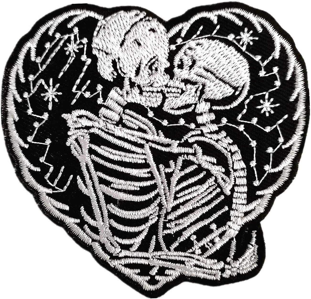 CHBROS "Love You Forever" Skeleton Vintage Embroidered Patch Iron on Patches for Clothing Jackets T-Shirt Backpacks.