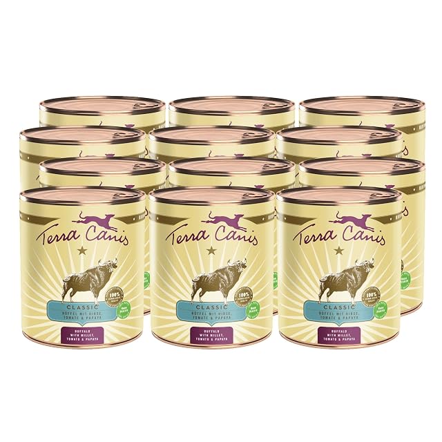 Terra Canis Búfalo con mijo y Papaya, Comida clásica para Perros, 12x800g