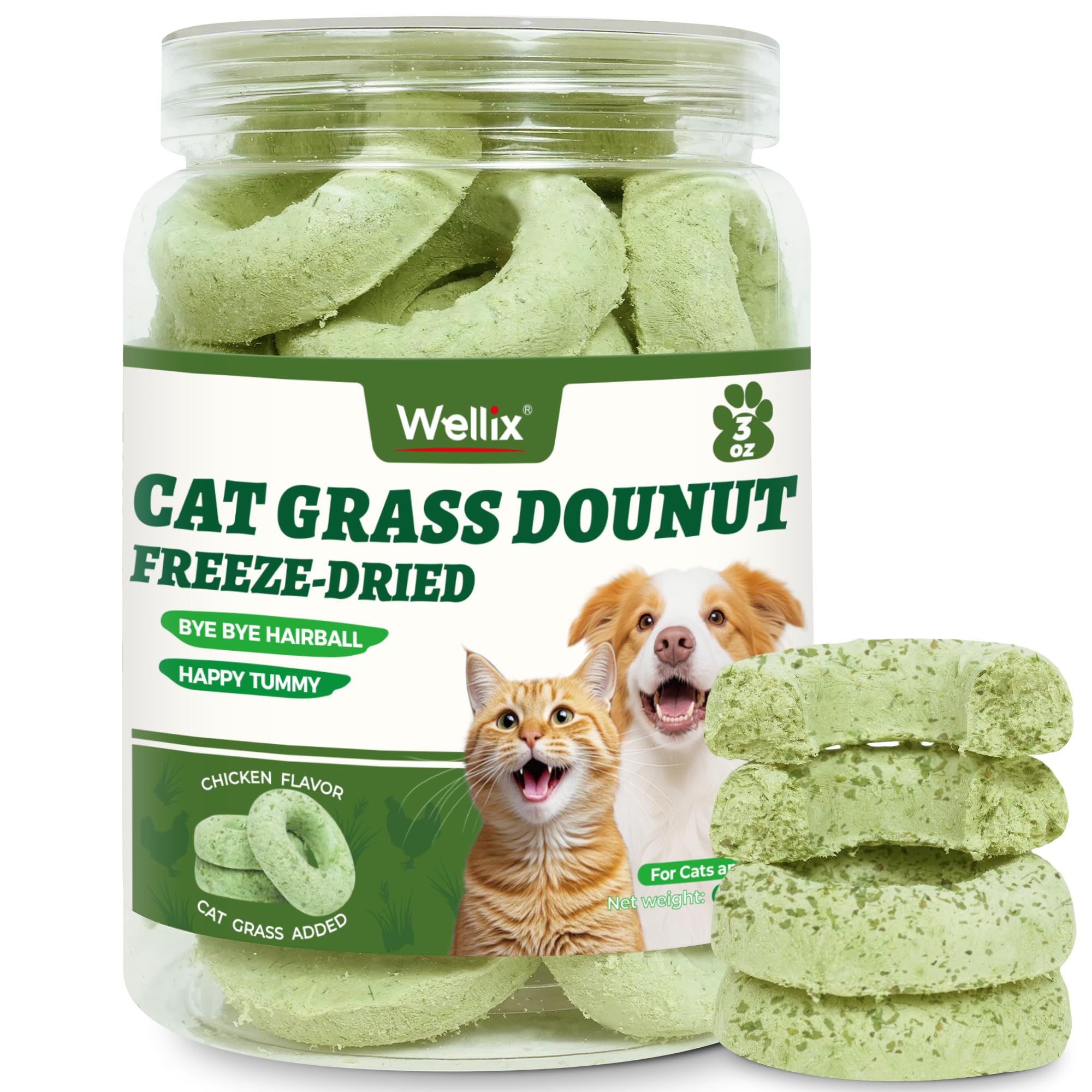 Wellix Cat Grass Treats - Freeze-Dried Donut for Cats & Dogs - 85g