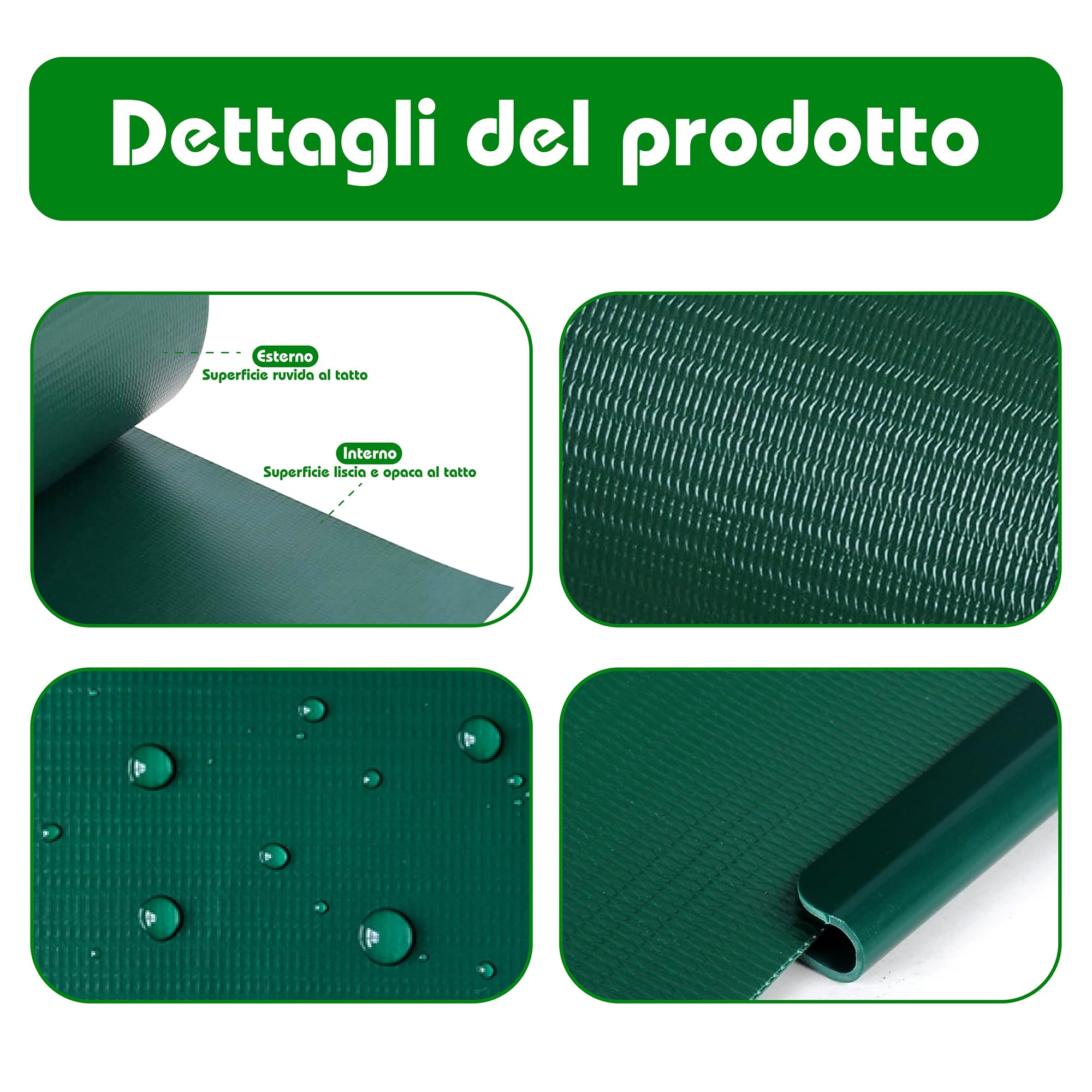 Strisce Frangivisto per Recinzione in PVC, Rotolo Verde 19x350cm, 450g/m². Resistente agli Agenti Atmosferici, con 20 Clip di Fissaggio.