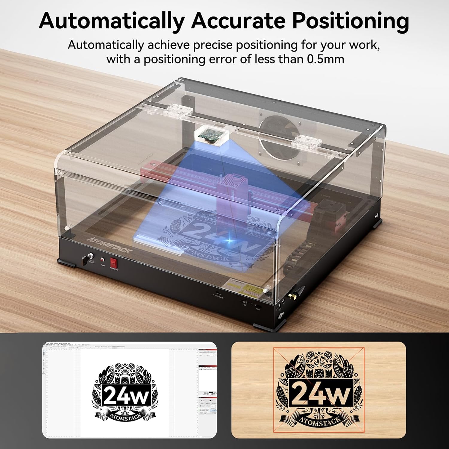 B3 ive Box Cover Engraver Enclosure with AC1 Camera & LED & Exhaust Fan & Eye-ion Visual Window for A6 Pro /A12 Pro /A24 Pro/A48 Ultra/ A24 Ultra/A12