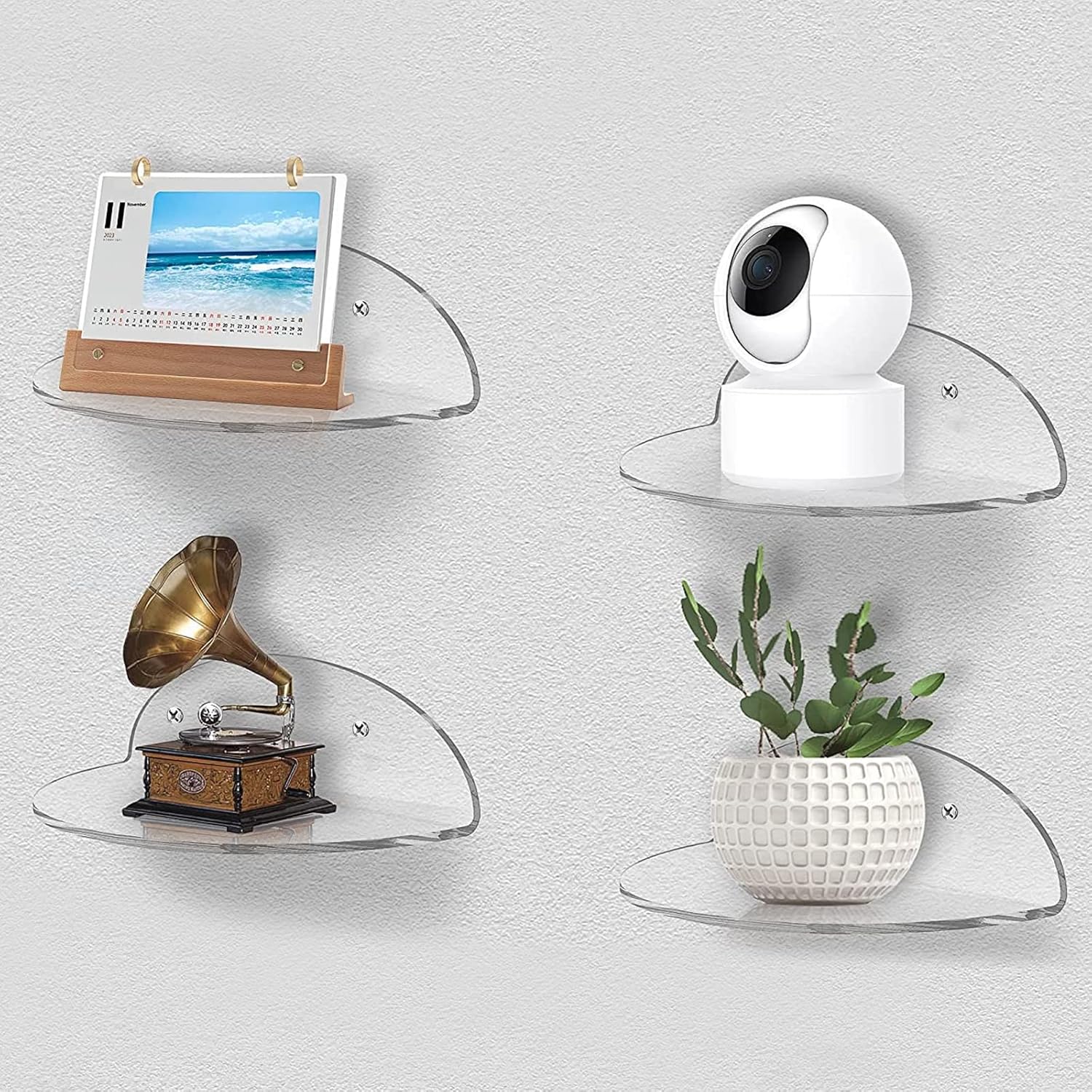 4 Pcs Mini Acrylic Wall Shelf, 14*8.3cm Small Floating Wall Shelves