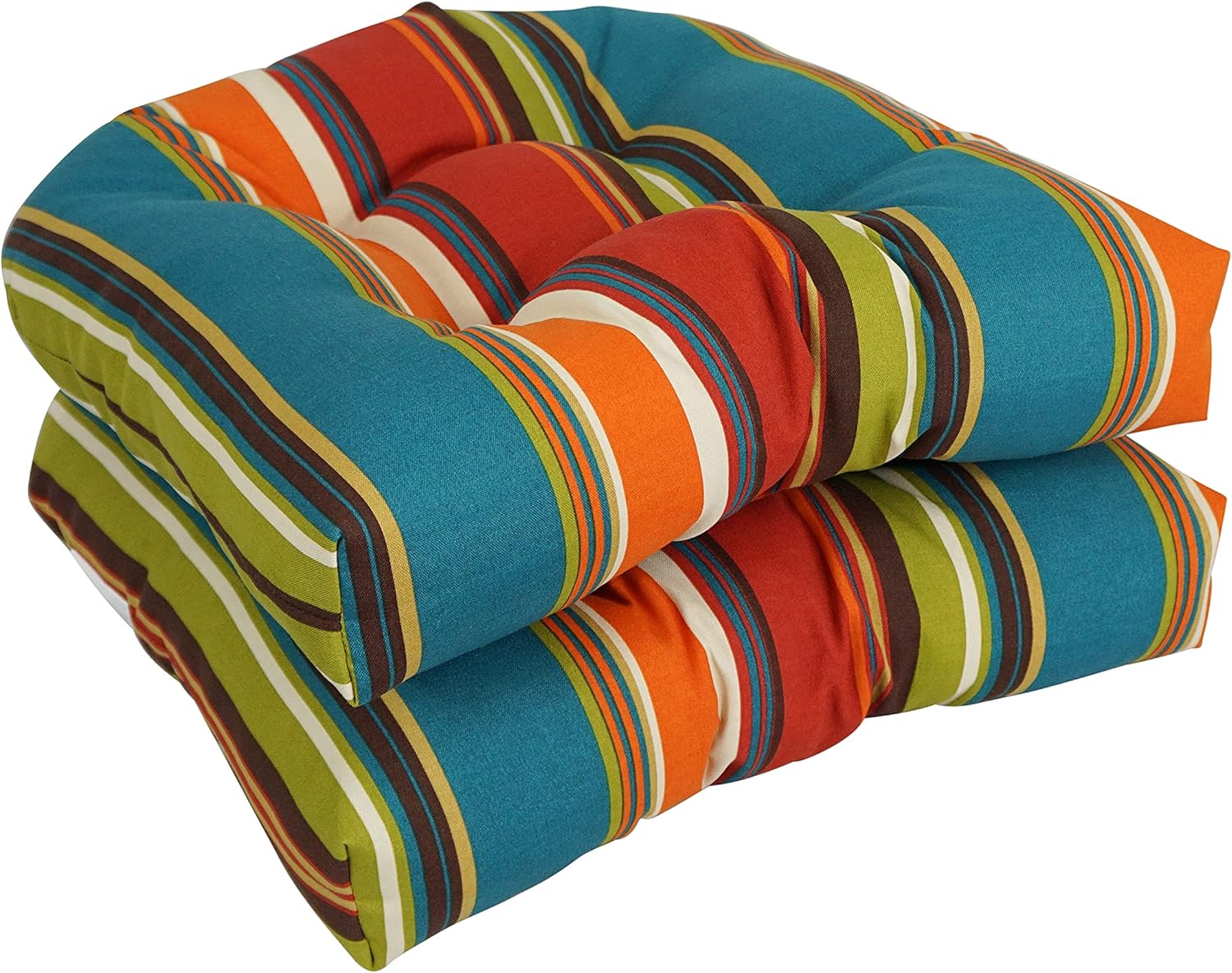 Blazing Needles Outdoor Rounded Back Chair Cushion,Tucuman Ebony, 19" x 19" 2 Count