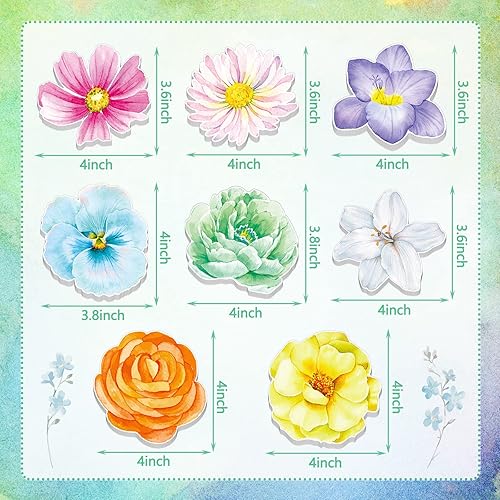 Miniatura 2 de 8 paquetes de notas adhesivas de acuarela, flores, notas adhesivas, blocs de notas autoadhesivas de 3.2 x 3.2 pulgadas, blocs de notas de papel