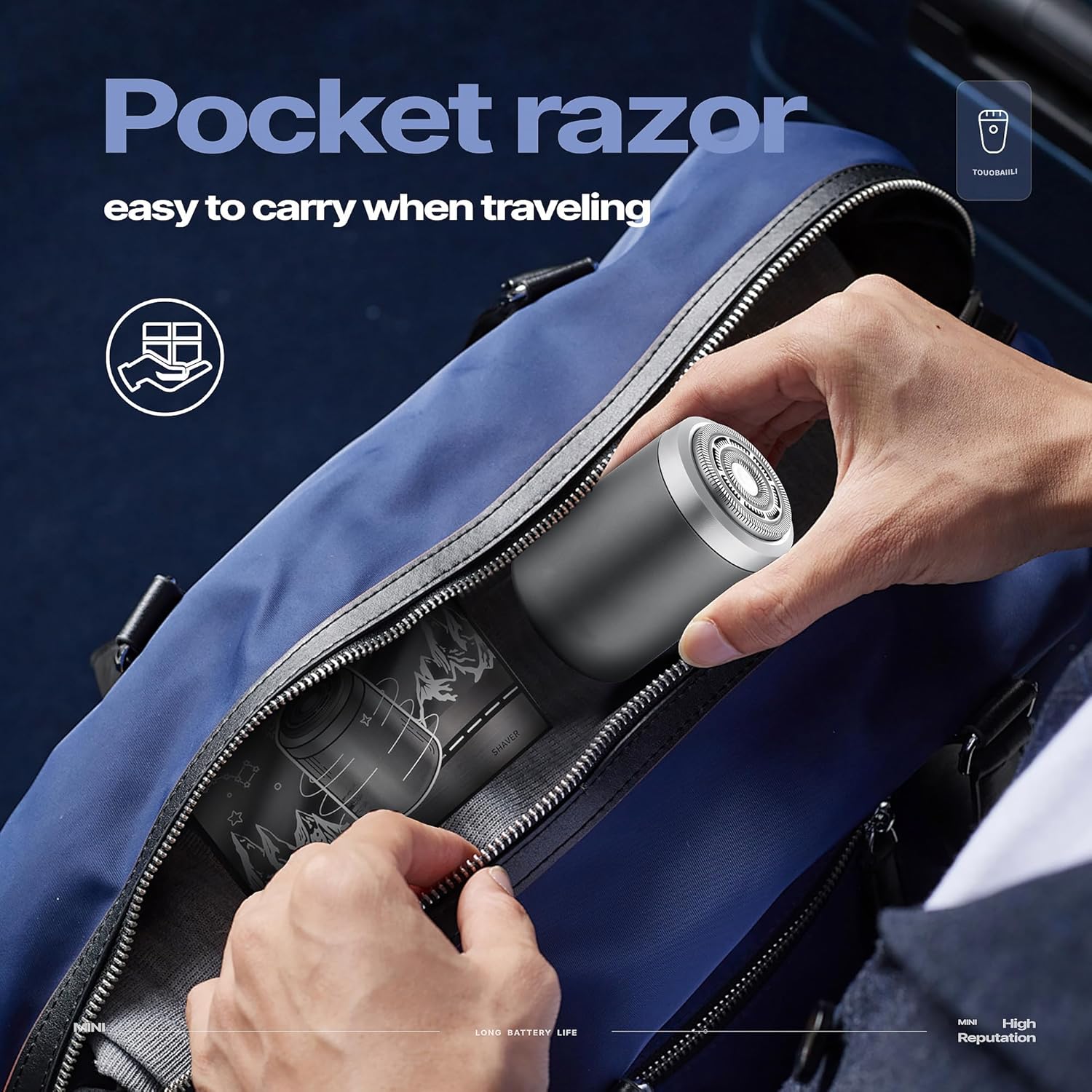 Premium Titanium Mini Shaver for Men - IPX7 Waterproof Electric Razor with Floating Foil System, USB-C Fast Charge, 90-Day Battery - Compact Travel Shaver for Sensitive Skin & Precision Grooming - Image 7