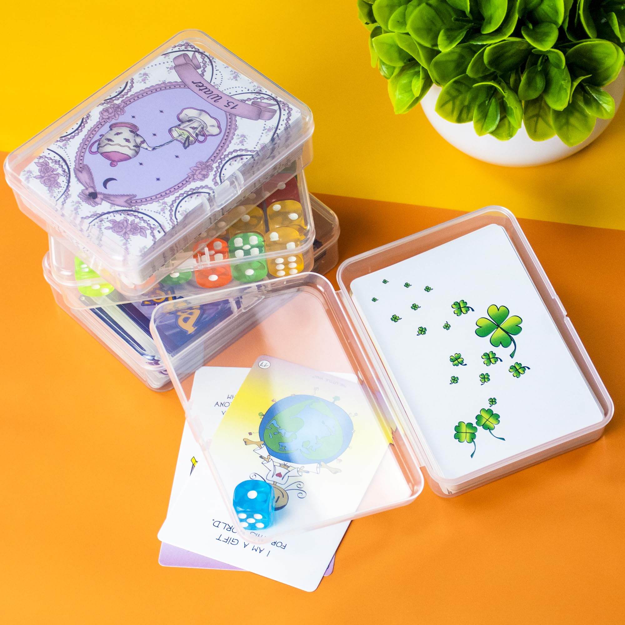 JINUPHION 4 Pcs [Large Size] Playing Card Case, for Go Fish/Old Maid/Oracle Card/Other Larger Than Standard Size Cards, Plastic Clear Card Deck Box Storage, 4 1/2" × 3 1/4" × 1 1/8" (NO Cards)