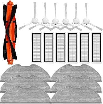 Replacement Accessories Kit Compatible with Xiaomi Robot Vacuum S40C/E101, 1 Main Brush + 6 Side Brushes + HEPA Filters + Mop Pads