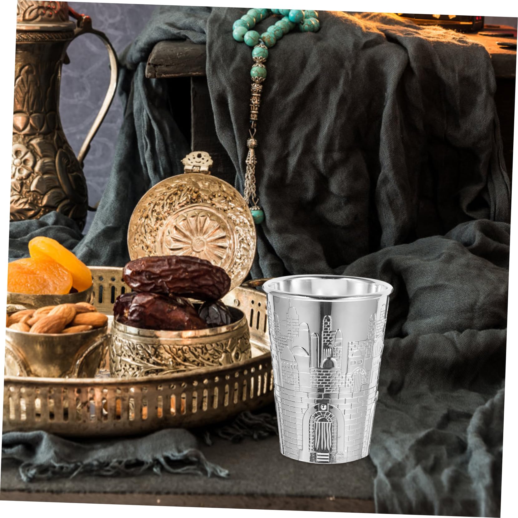 Cabilock 3 Juegos Juego De Copas De Oración. Vaso De Vino Bandeja De La Vendimia Vasos De Whisky Copa Cáliz De Oro De Vino Con Platillo Sagrada Judía Aleación De Zinc Silver