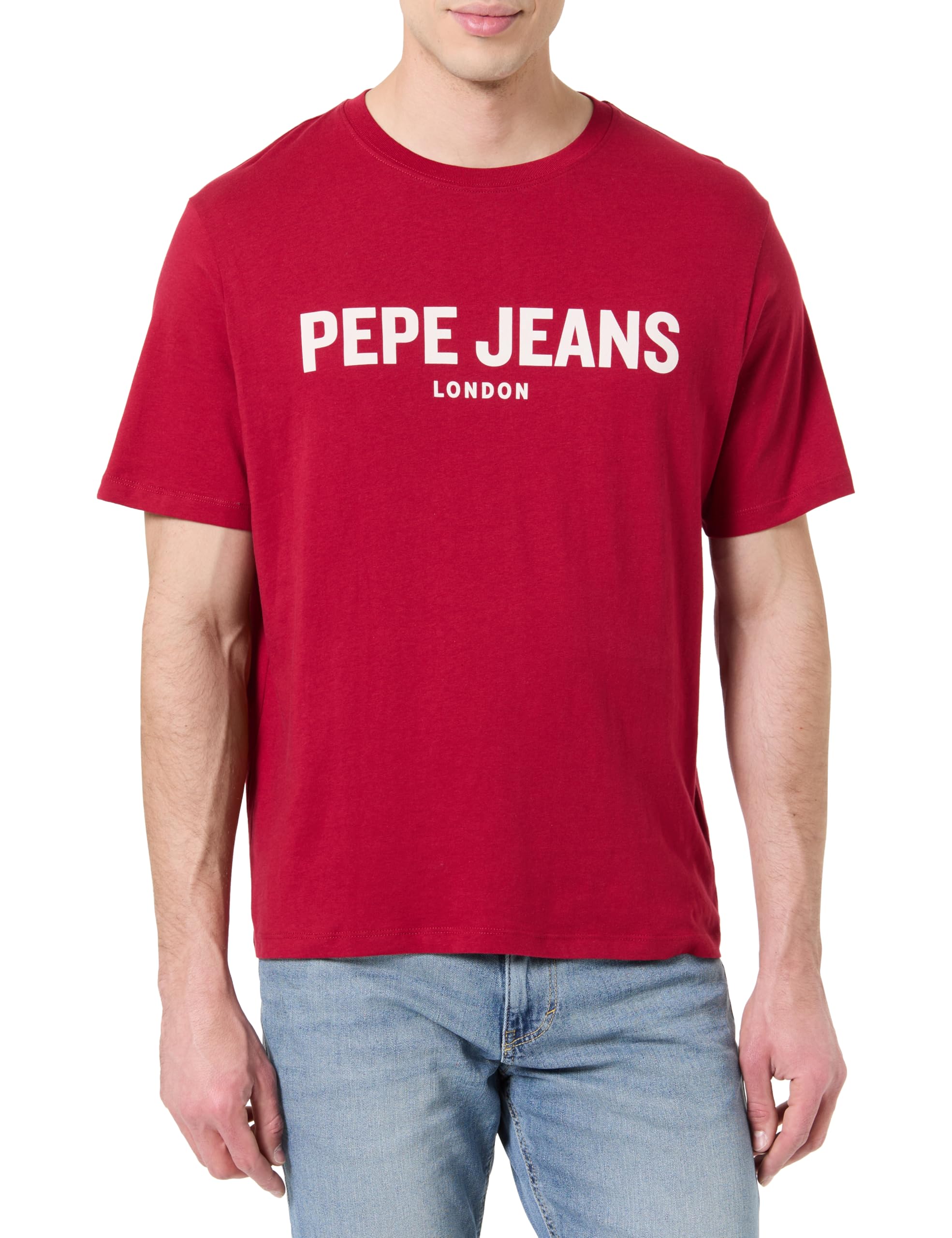 Pepe Jeans Men's Red(Tibetan Red) M Basic Big Logo T-Shirt, Xl