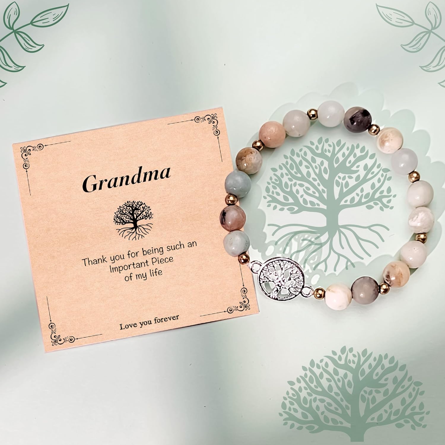 Gifts for Women Birthday Unique,Life-Tree Natural Amazon Stone Bracelet,Gifts for Grandma,Christmas Mothers Day Gift for Grandma Grandmother Nana Mimi Yaya Memaw - Image 5