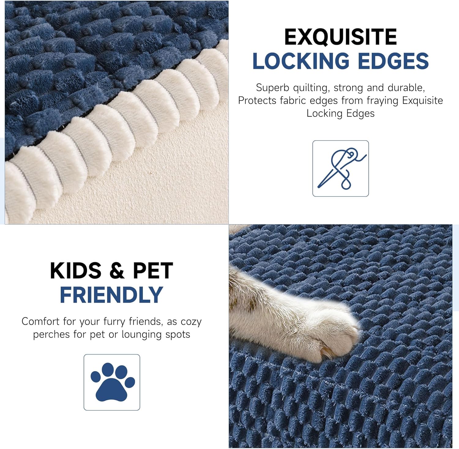 OTOB Couch Covers for 3 Cushion Sofa Pet Friendly, All Seasons Non Slip Plush Fuzzy Sofa Covers Washable, Soft Cozy Dog Bed Mat Sofa Slipcovers Furniture Protector (Navy Blue, 27.6" x 82.7")