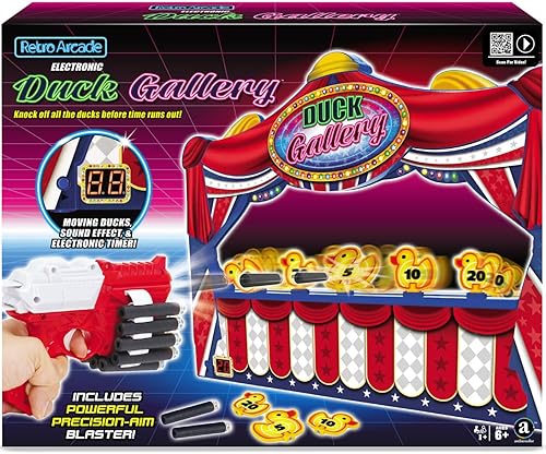 Miniatura 2 de Merchant Ambassador Retro Arcade Electronic Duck Shooting Gallery - Juego de mesa con pistola bláster, patos móviles y efectos de sonido, a partir