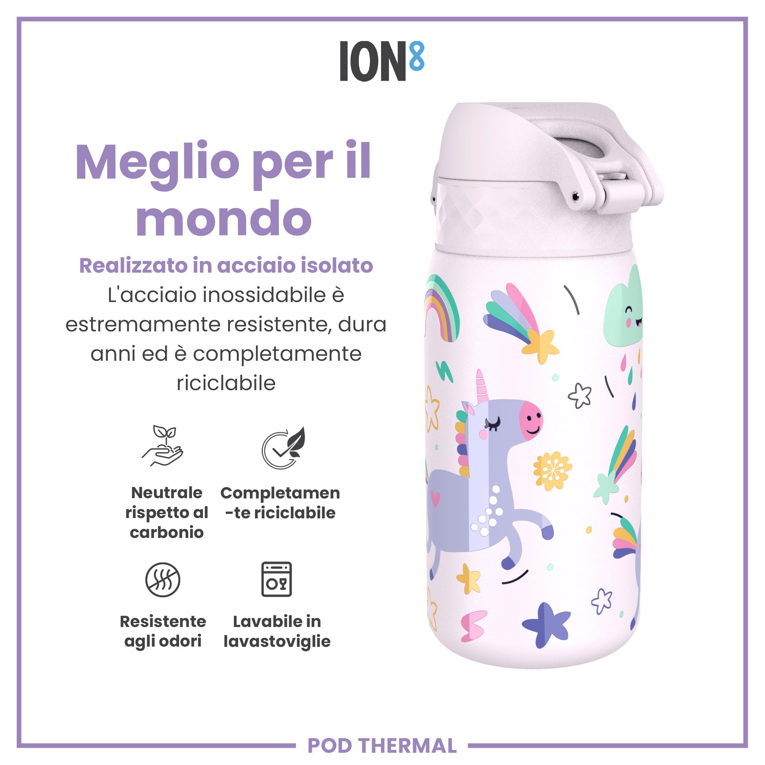 Borraccia ION8 Per Bambini 350ml - Antigoccia, Senza BPA, Design Fate, Lavabile In Lavastoviglie - Foto 3