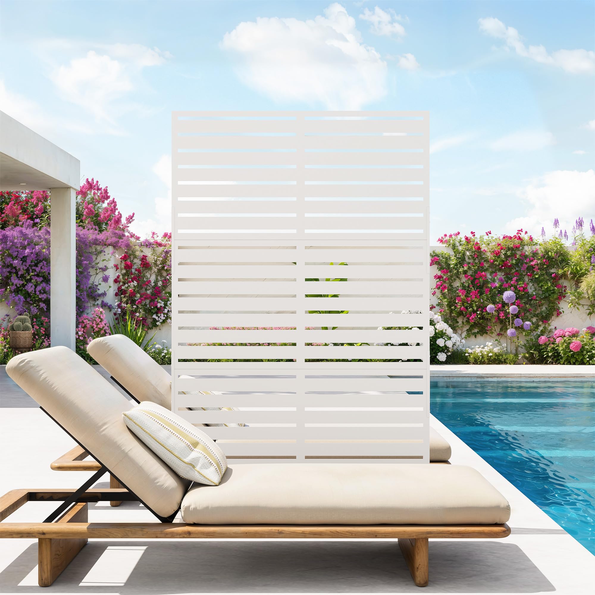 Garvee Outdoor Metal Privacy Screen 6FT, 72" H x 47" W Decorative Privacy Fences Screen Panel with Stand, Freestanding Panels/Room Divider, for Garden