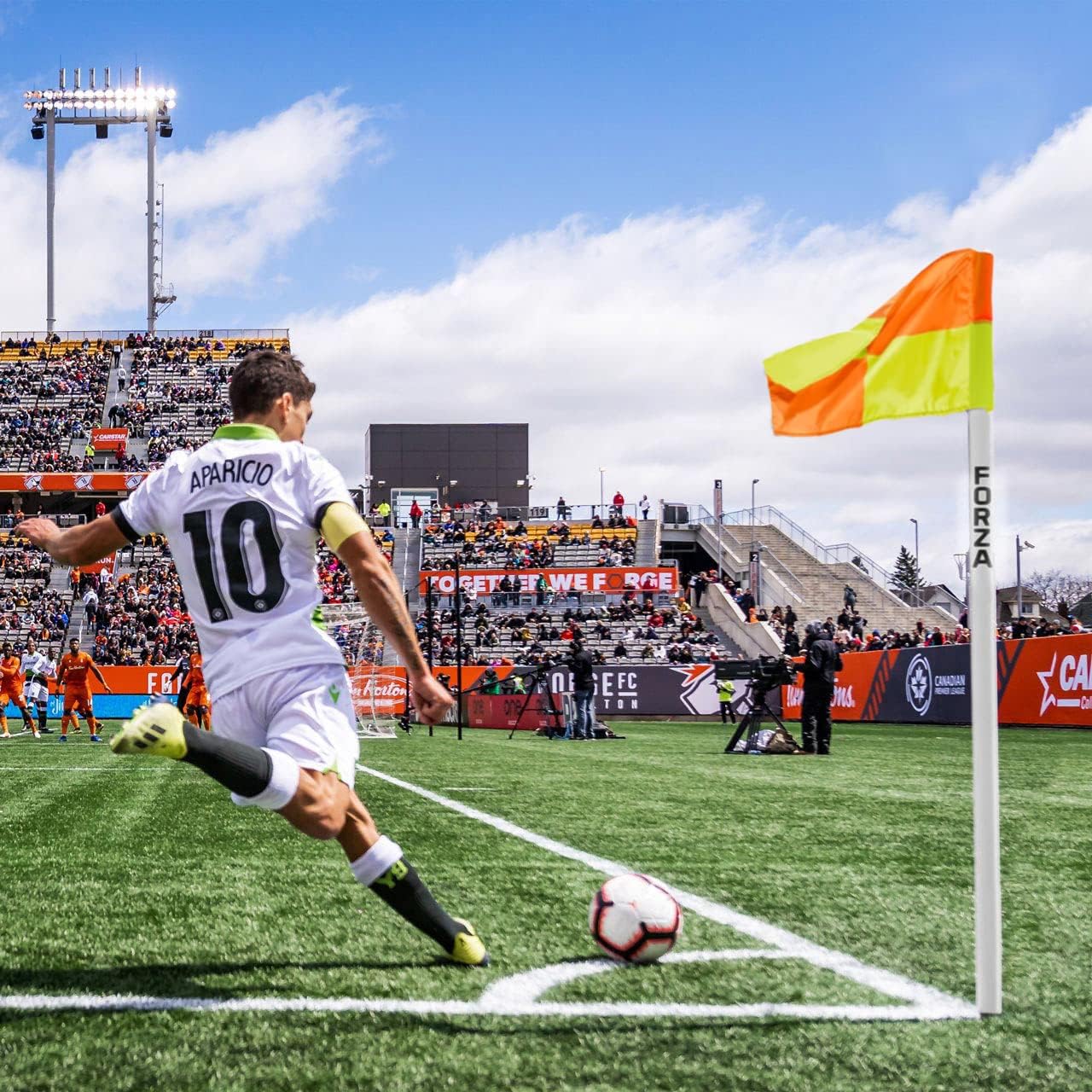 4 UEFA Regulation Corner Flags | Pro Corner Pole and Flag Set | Gameday Equipment Essentials