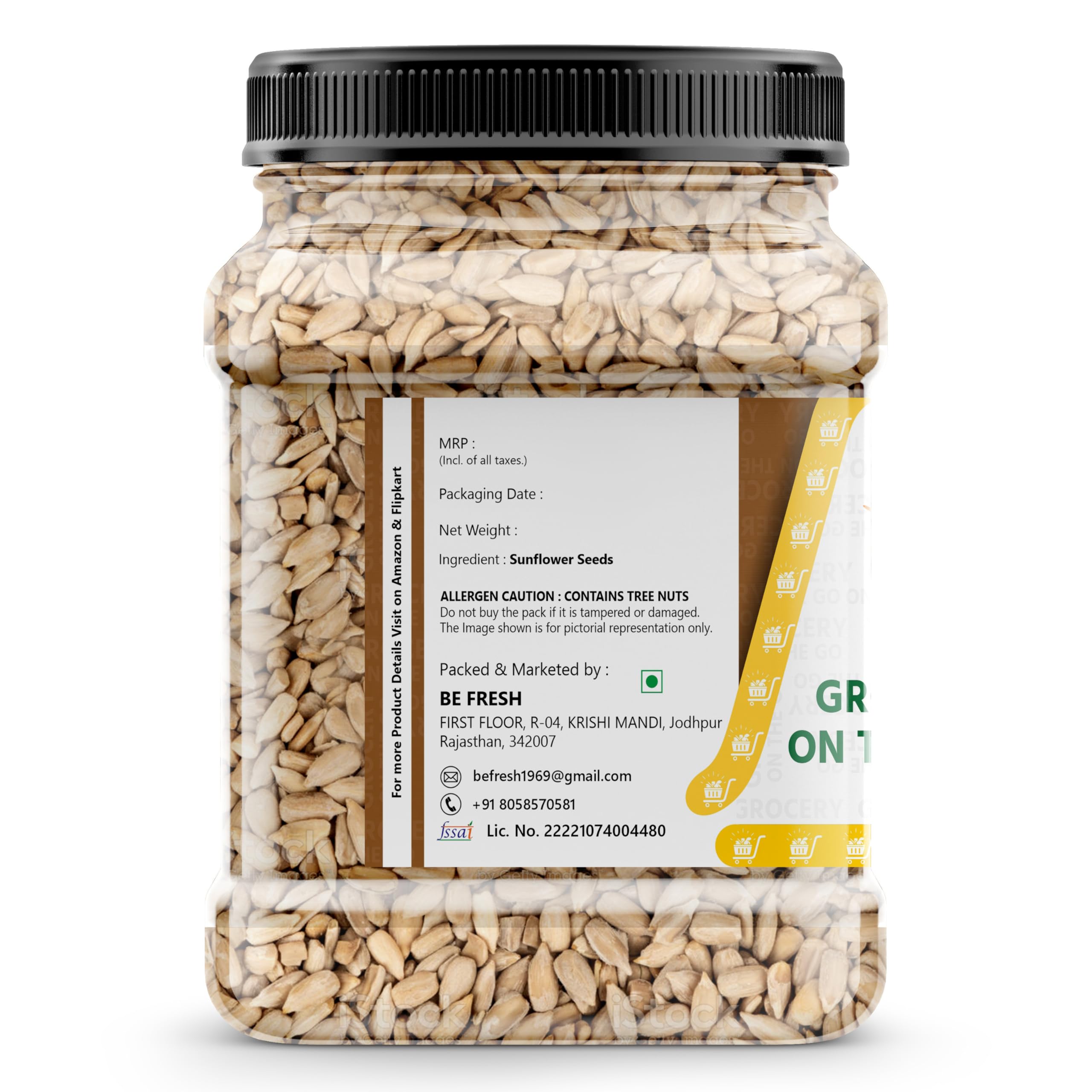 GROCERY ON THE GO Sunflower Seeds - Raw Seeds for Eating | Healthy Snacks | High in Vitamin, Fibre & Protein | Non - GMO | Diet Food | 250gm