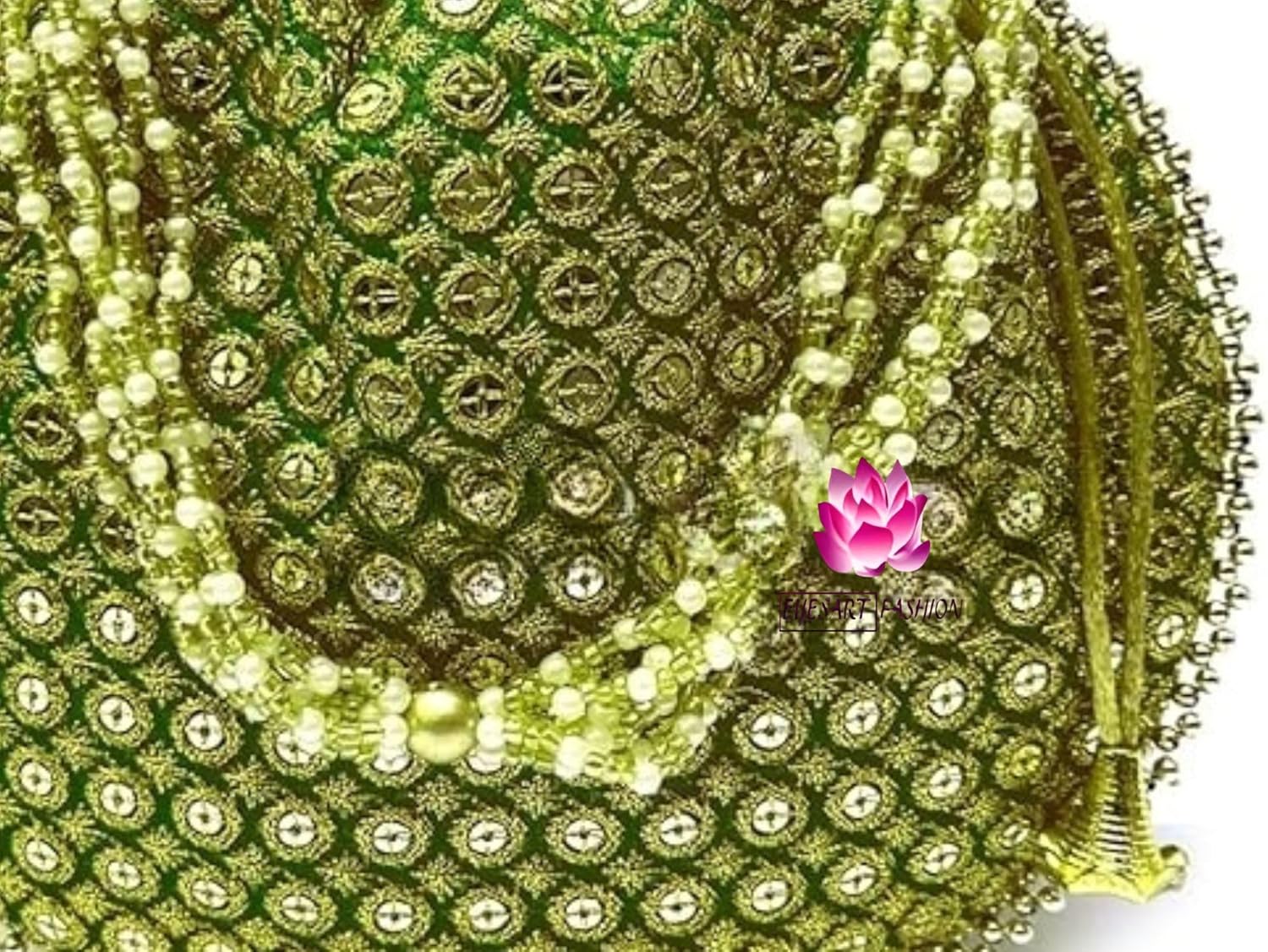Potli Bag For Women Ethnic Designer Embroidery Work Batwa Pearls Handle With Intricate Bridal Drawstring Stylish Bridal Women - Image 2